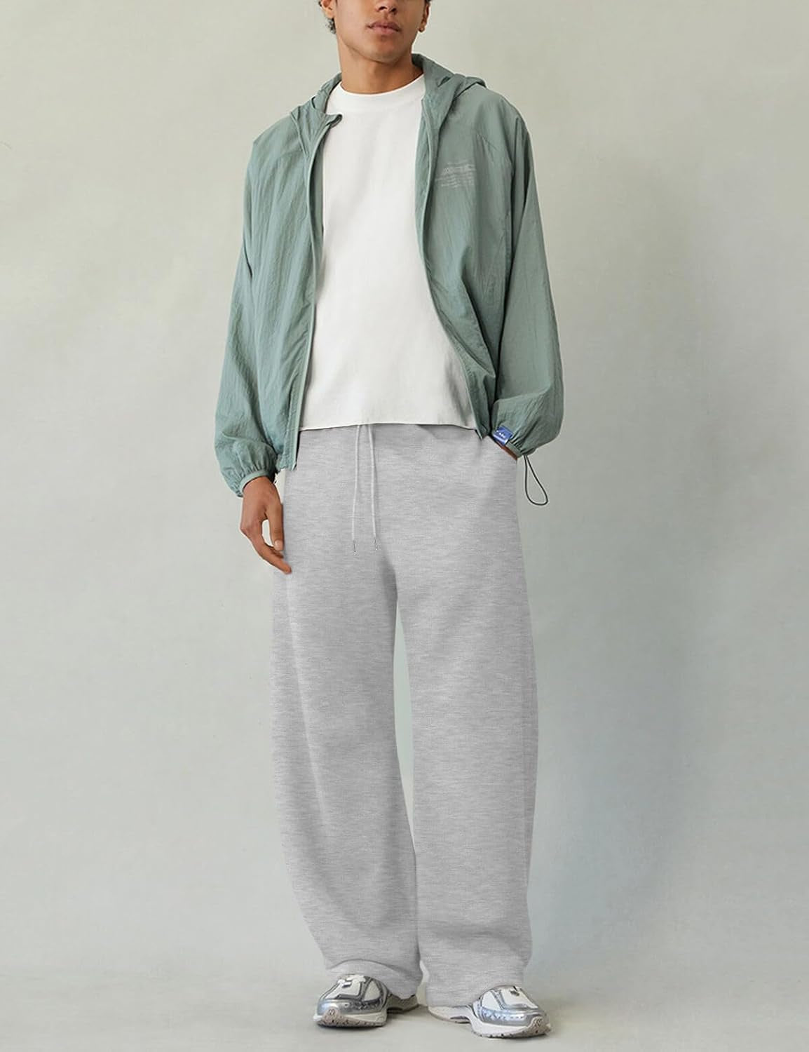 Men'S Baggy Sweatpants Cotton Wide Leg Fleece Barrel Sweat Pants