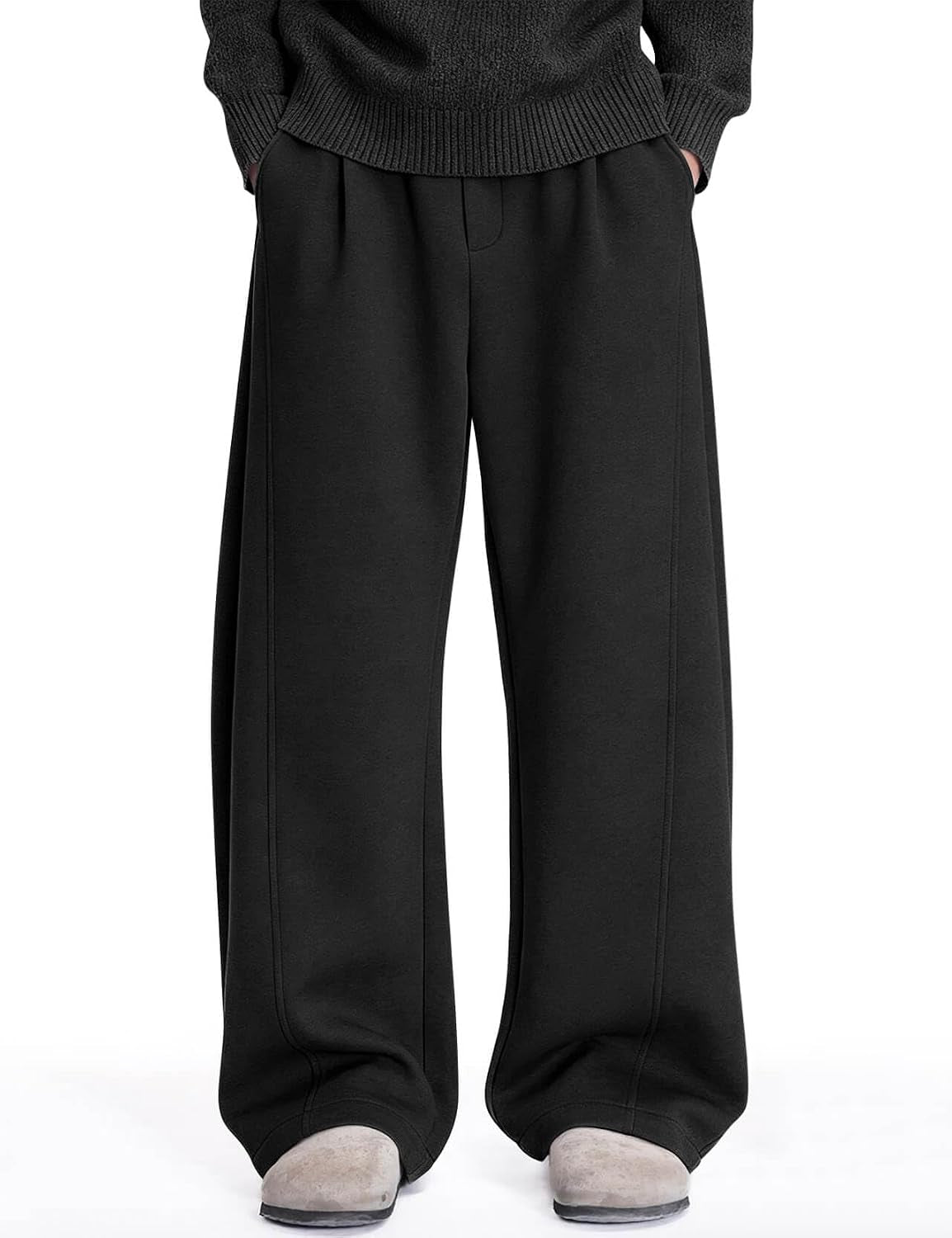 Men'S Baggy Sweatpants Fleece Wide Leg Barrel Cotton Sweat Pants