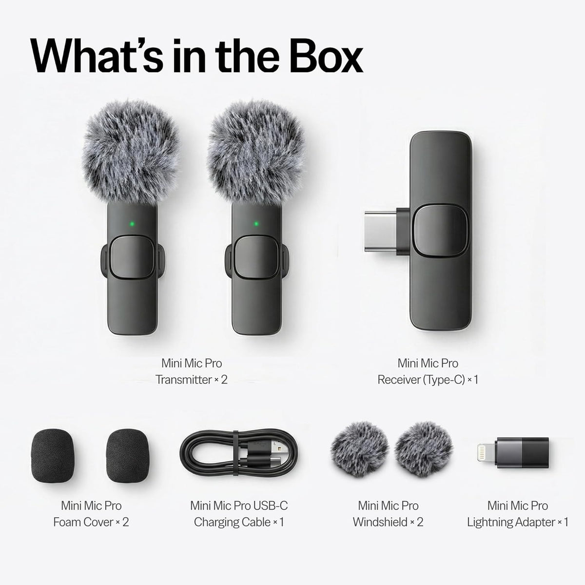 (Latest Model – #1 Microphone for Iphone & Android, Wireless Mini Microphone, Clear Voice, Noise Cancelling, Lavalier Mic for Tiktok, Youtube & Interviews