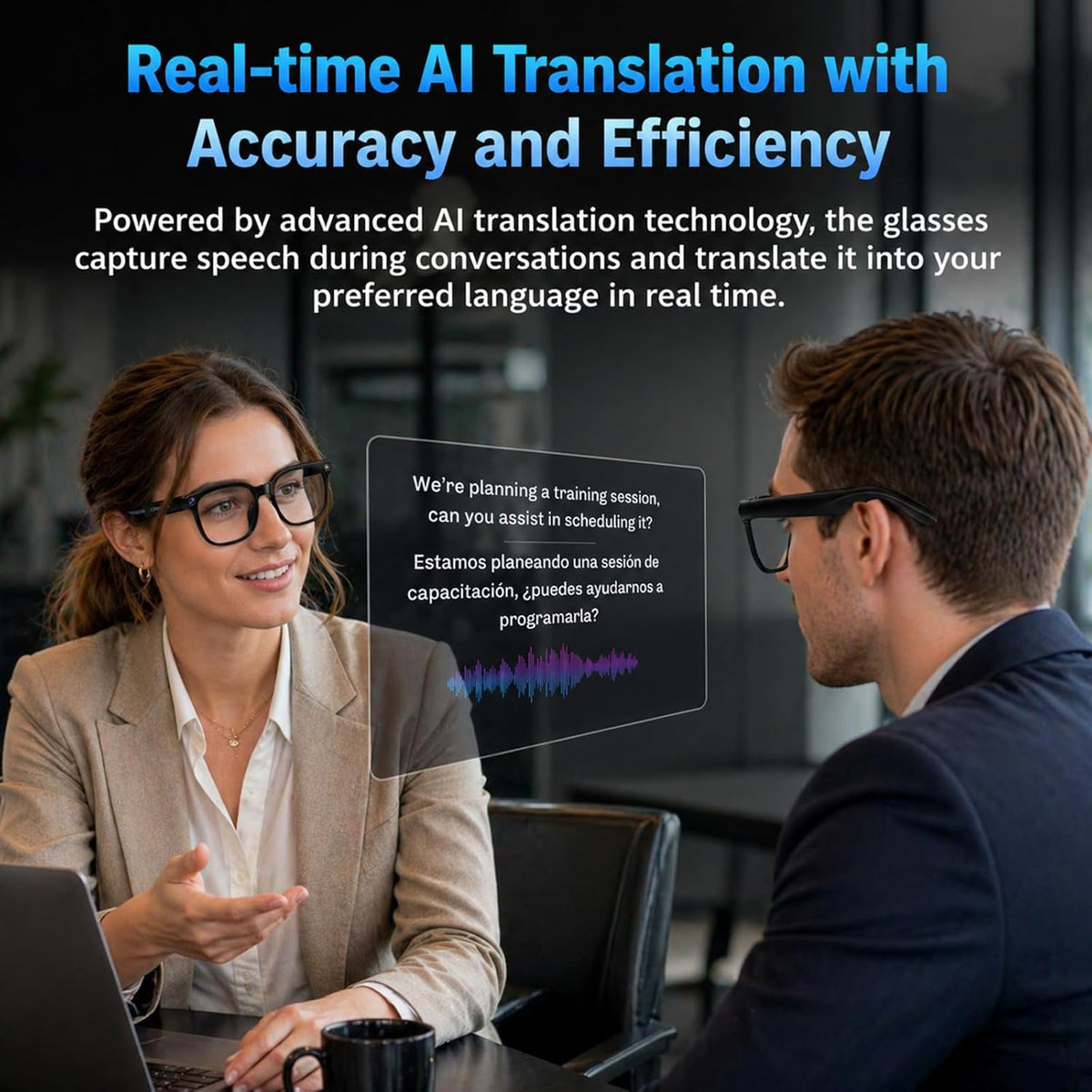 AI Smart Glasses with Camera, 4K Video, Real-Time Translation, AI Assistant