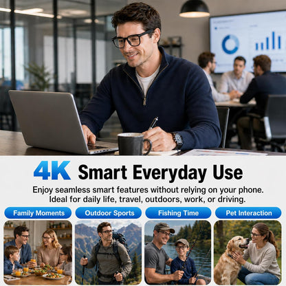 AI Smart Glasses with Camera, 4K Video, Real-Time Translation, AI Assistant