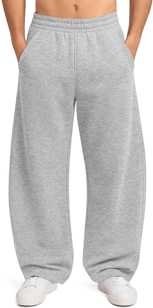 Men'S Baggy Sweatpants Cotton Wide Leg Fleece Barrel Sweat Pants