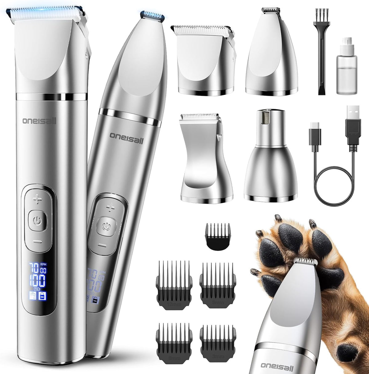 4 in 1 Dog Grooming Kit with LCD Display