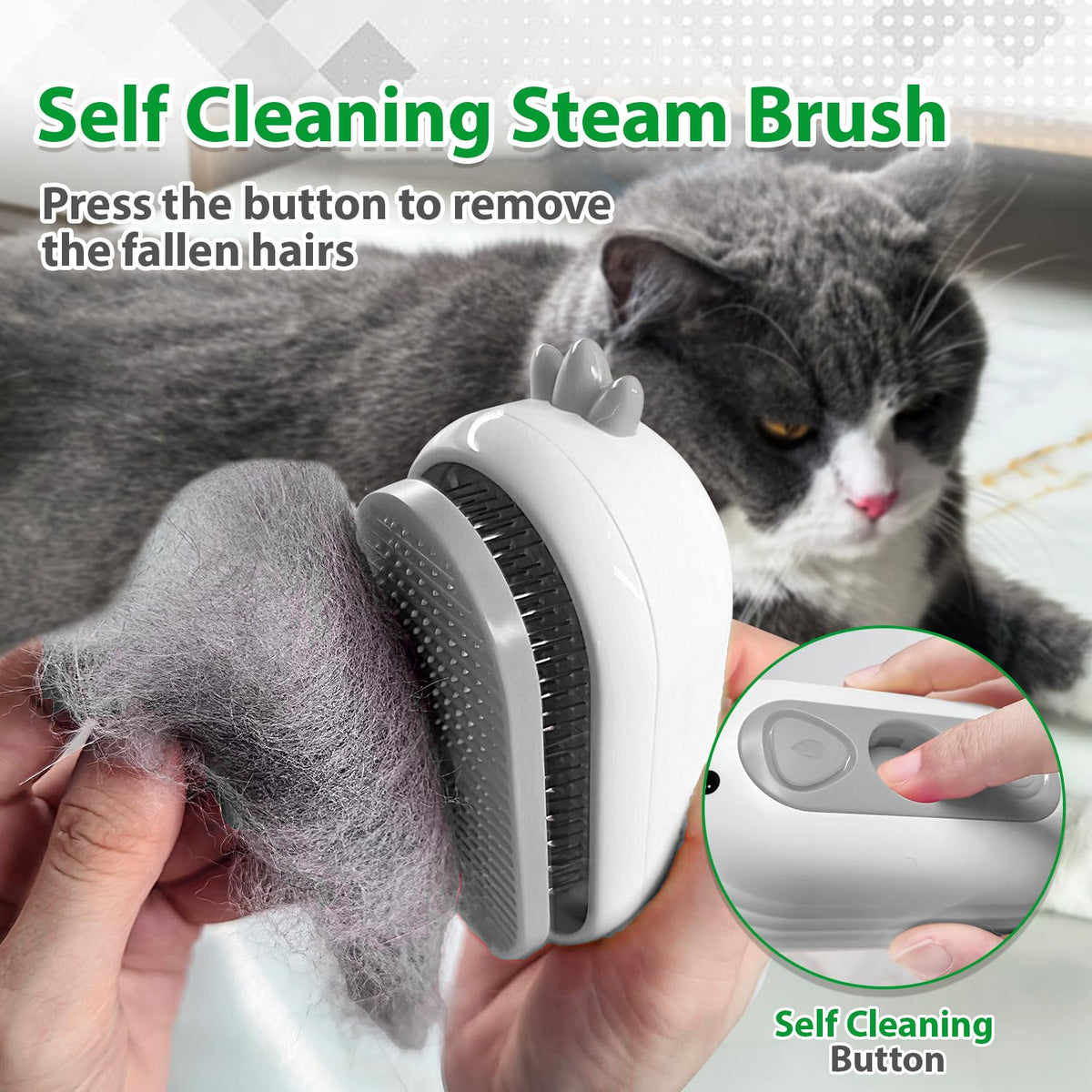 Cat Steam Brush with Release Button, 3 in 1 Pet Spray Water Comb