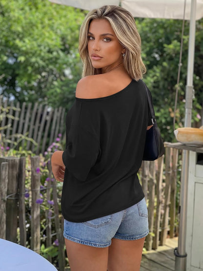 Womens off the Shoulder Tops Oversized Summer T-Shirts 2026
